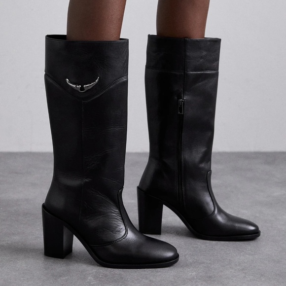 NIB | Zadig & Voltaire | Preiser | Black Leather Tall Boots - Picture 1 of 11